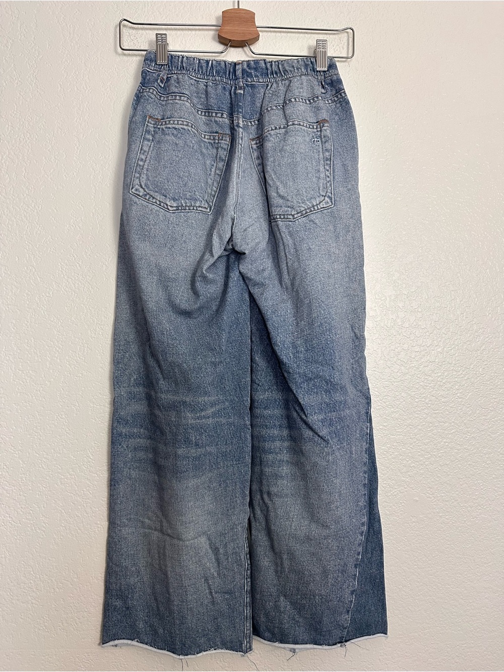 Rag & Bone Miramar Wide Leg Terry Cotton Jeans in Light Blue Size XXS - Picture 10 of 11